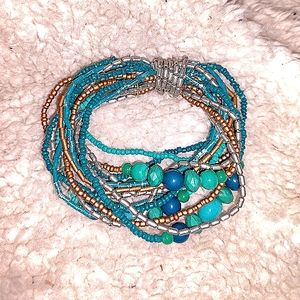 Multi-strand beaded bracelet in summer colors